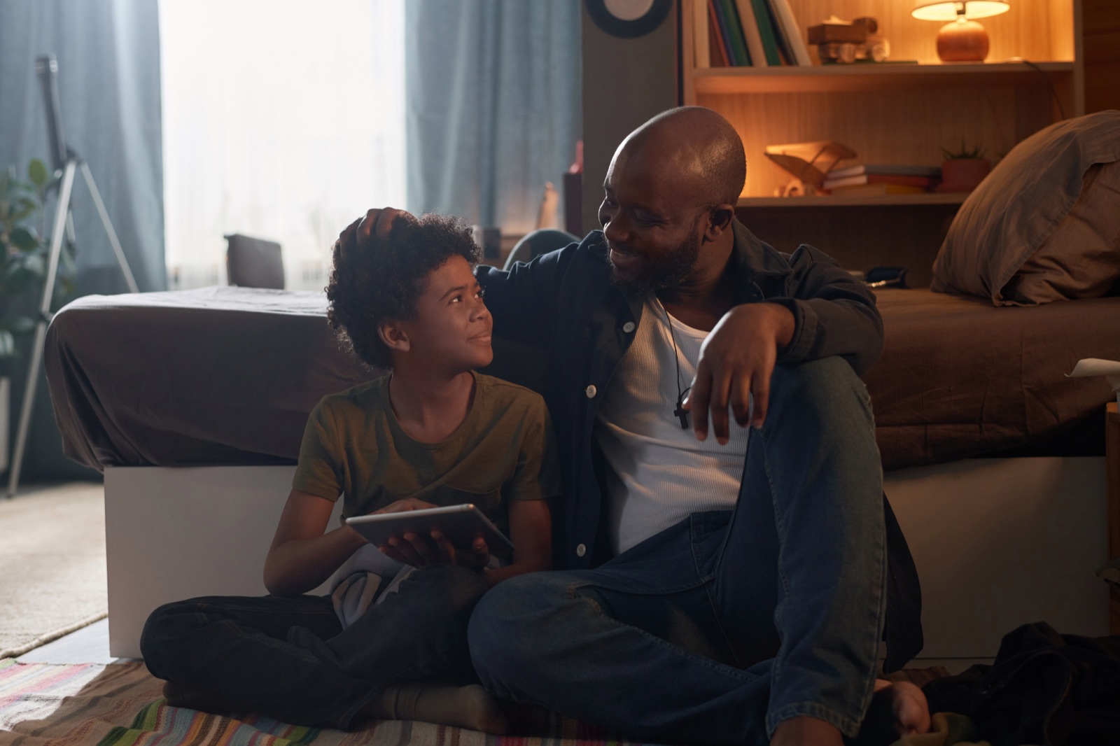 A father and child spending time together at home